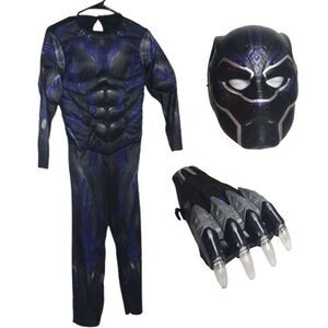 Kids Black Panther Costume Muscle Chest Mask & Light up Claw Size M